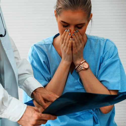 Unhappy patient in hospital, medical malpractice